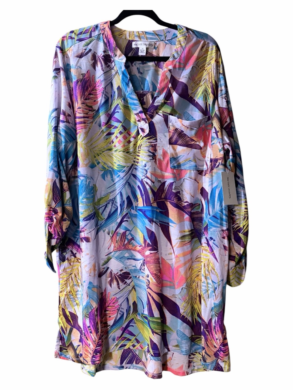 NWT New York Laundry Plus Size Tropical Floral Tunic 2X